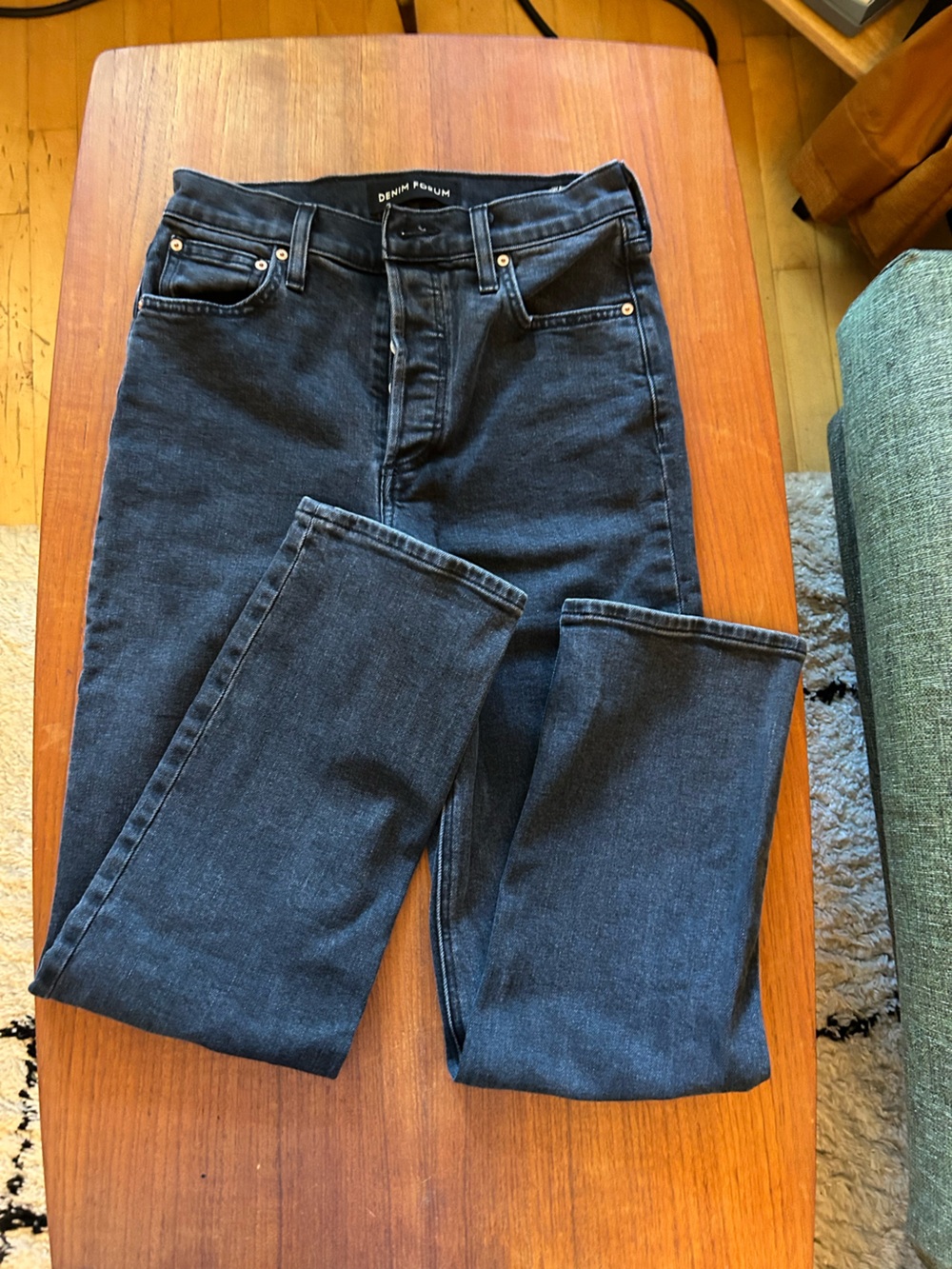 Denim Forum Black Straight-leg Jeans Arlo High Rise Size 26 (28 L)